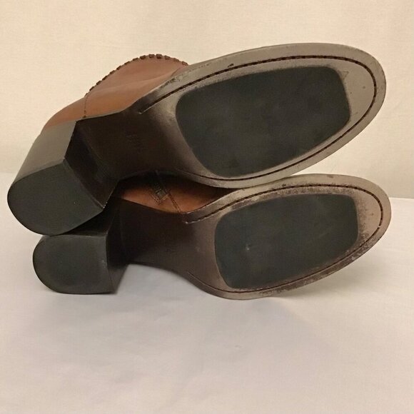 Frye 9 Nora Whipstitch Women’s Zip Ankle Boots Booties Cognac Brown Leather - Picture 6 of 12